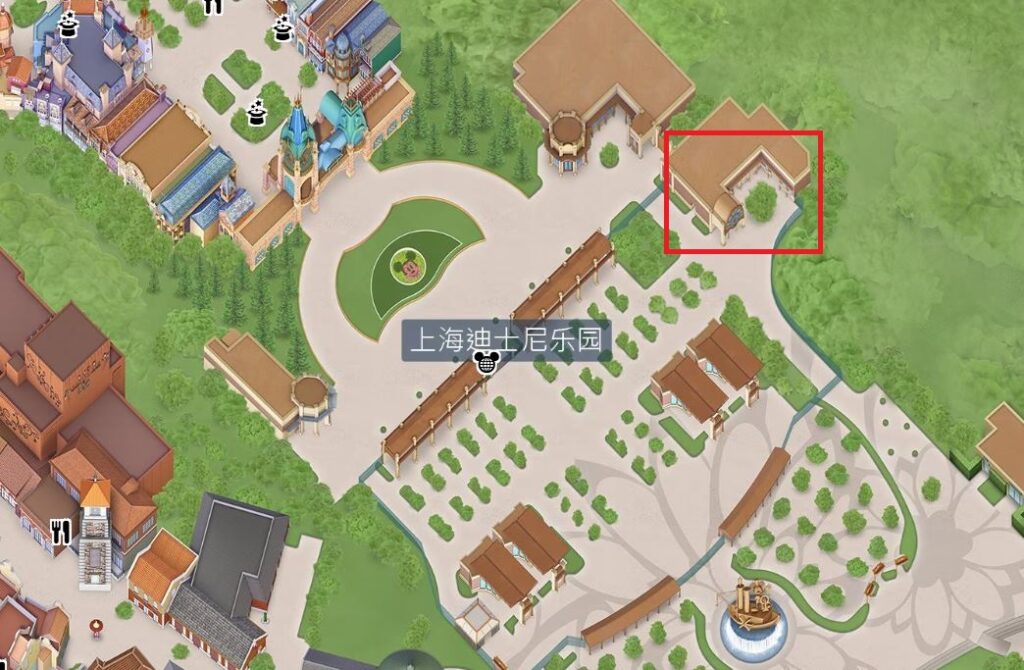 上海ディズニーランドマップ：ゲストサービスのグッズ配送受け取り場所