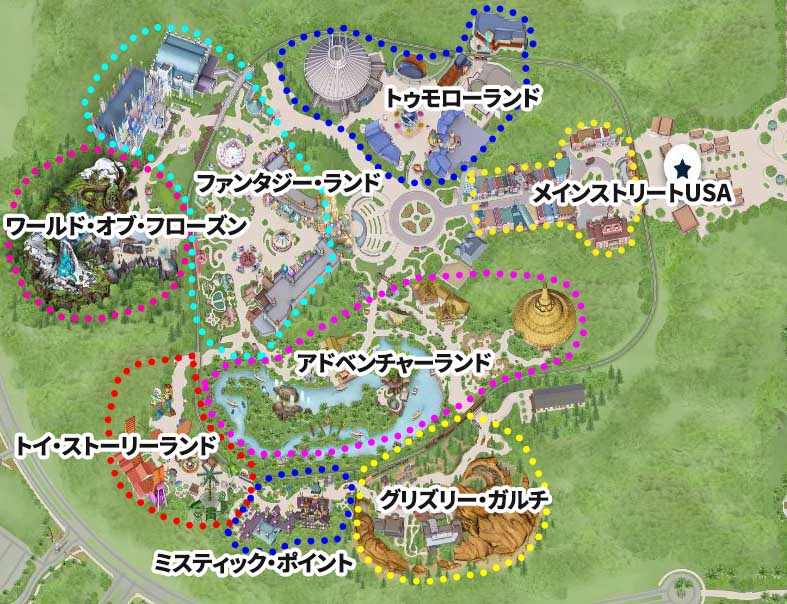 香港ディズニーランド：エリアマップ