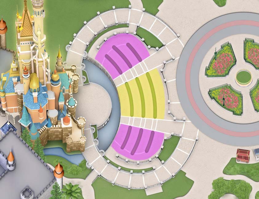 香港ディズニーランドのクリスマスイベント：ディズニー・クリスマス・ライブ・イン・コンサート！のVIP観覧席マップ