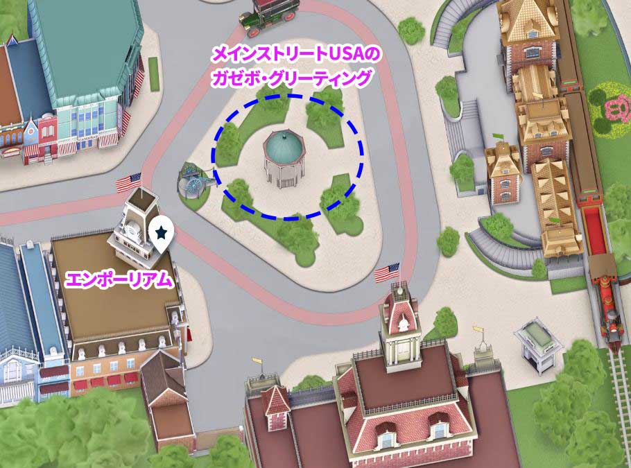 香港ディズニーランド：メインストリートUSAのガゼボマップ