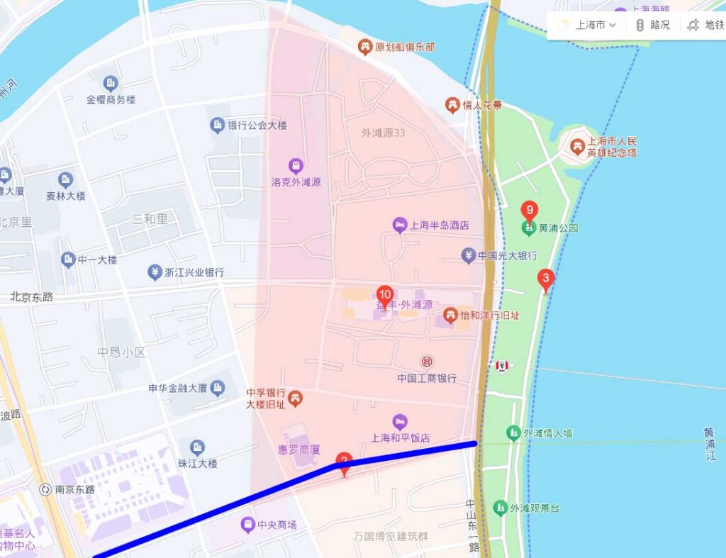 外灘（バンド）の地図