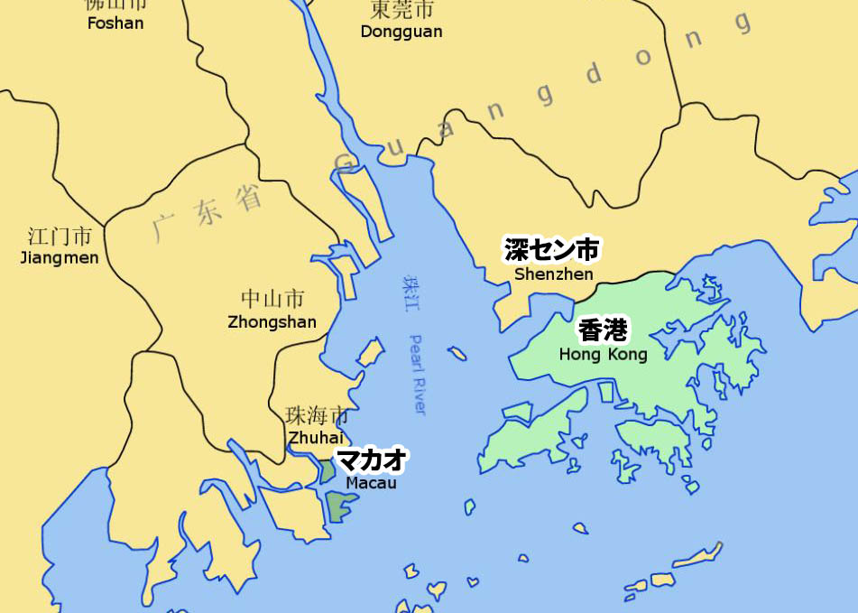 珠江デルタの地図